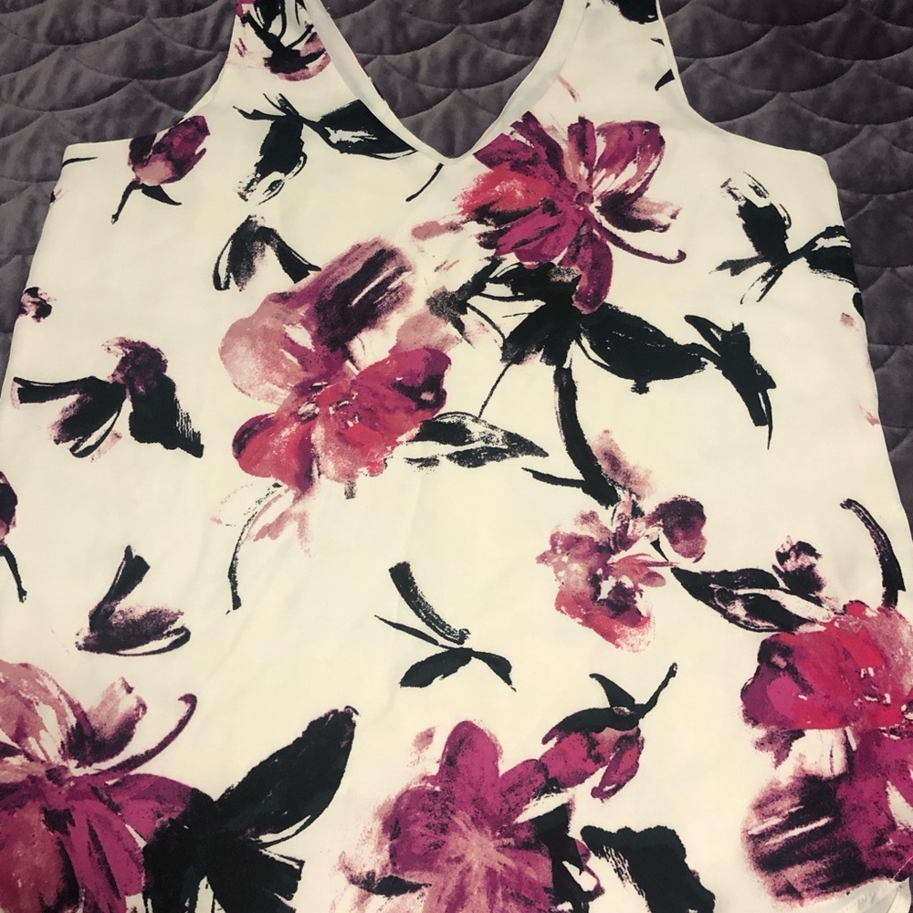 Floral Sleeveless Top - Pink and Black